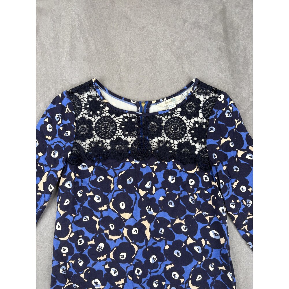 Boden Floral Shift Dress Lace Yoke 3/4 Sleeve Size 2 - Picture 6 of 10
